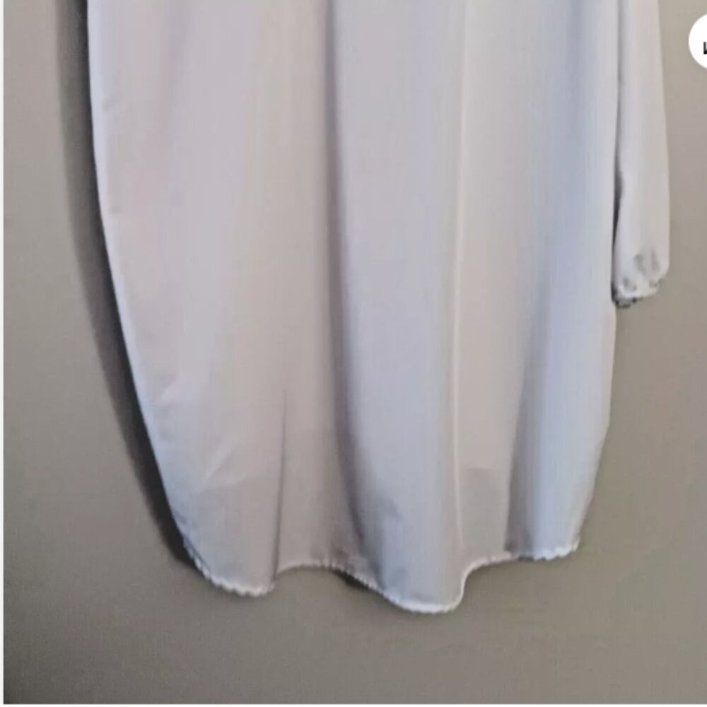 No Tag 4XL White Button Up Long Sleeve Dress Polyester Spandex Collared D20 - Picture 6 of 9